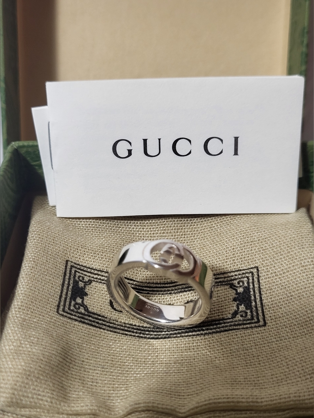 Gucci Silver Interlocking G Ring with Box. #110 - Picture 5 of 8